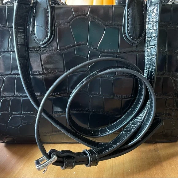 Michael Kors Gigi Glossy Black Embossed Crossbody/Satchel Bag - Picture 7 of 8